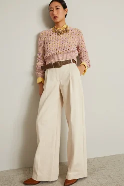 Maglia traforata con lacci - Rosa