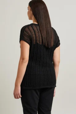 Maglia traforata in cordonetto - Nero