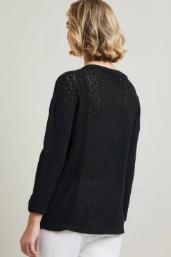 Maglia traforata in cotone - Nero