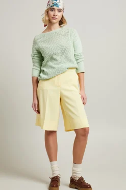 Maglia traforata in cotone - Verde Menta