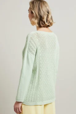 Maglia traforata in cotone - Verde Menta