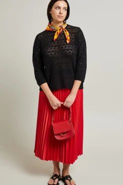 Maglia traforata in misto cotone - Nero
