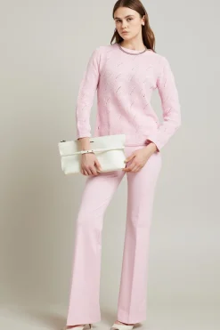 Maglia traforata in misto cotone - Rosa Pastello