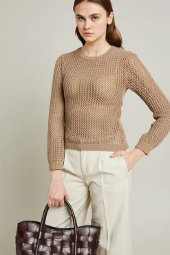 Maglia traforata - Marrone