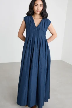 Maxi abito a pieghe - Blu