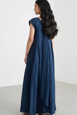 Maxi abito a pieghe - Blu