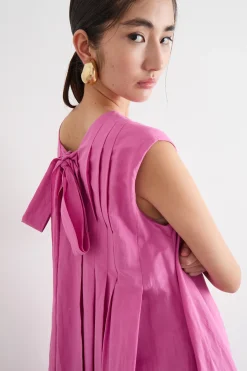 Maxi abito a pieghe - Rosa