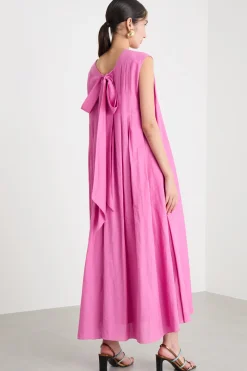 Maxi abito a pieghe - Rosa