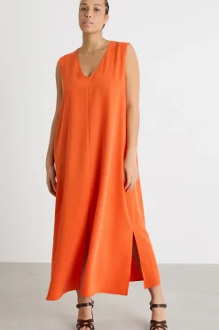 Maxi abito con tasche - Arancione