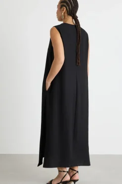 Maxi abito con tasche - Nero
