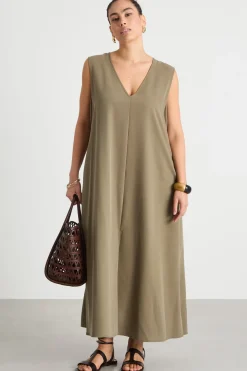 Maxi abito con tasche - Verde
