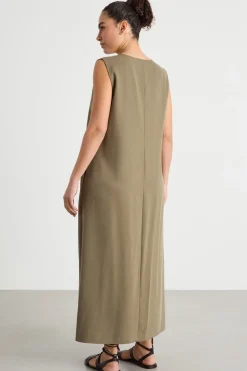 Maxi abito con tasche - Verde