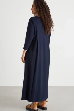 Maxi abito in jersey con tasche - Blu