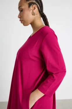 Maxi abito in jersey con tasche - Rosa