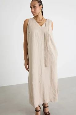 Maxi abito in tela - Beige