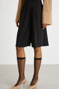 Maxi bermuda con pieghe - Nero