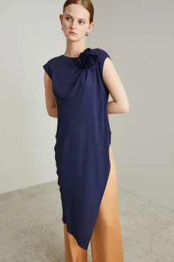 Maxi blusa in crépe - Blu