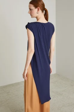 Maxi blusa in crépe - Blu