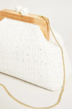Maxi clutch bouclè - Bianco Beige
