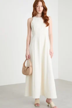 Maxi dress in raso - Bianco