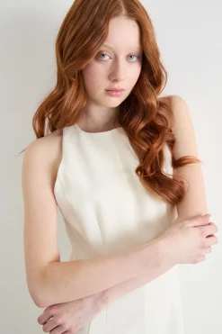 Maxi dress in raso - Bianco