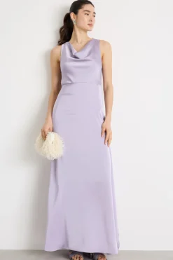 Maxi dress in raso - Lilla