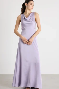 Maxi dress in raso - Lilla