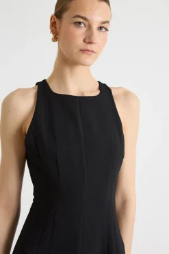 Maxi dress in raso - Nero
