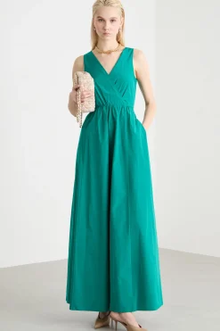 Maxi dress in taffettà - Verde
