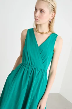 Maxi dress in taffettà - Verde
