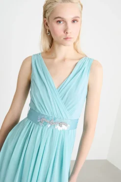 Maxi dress in tulle - Azzurro
