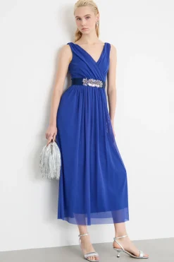 Maxi dress in tulle - Blu