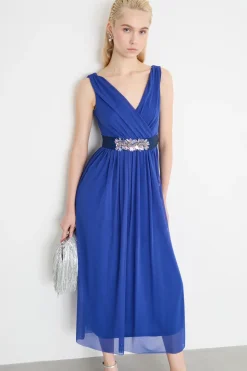 Maxi dress in tulle - Blu