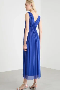Maxi dress in tulle - Blu