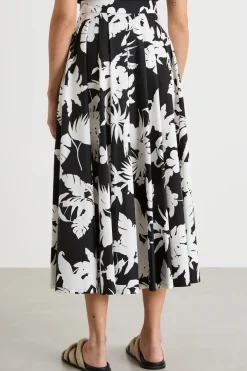 Maxi gonna in popeline fantasia - Nero Bianco