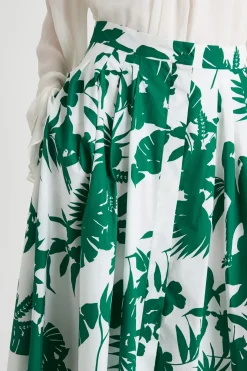 Maxi gonna in popeline fantasia - Verde Bianco