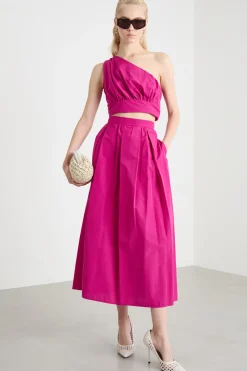 Maxi gonna in taffettà - Fuxia