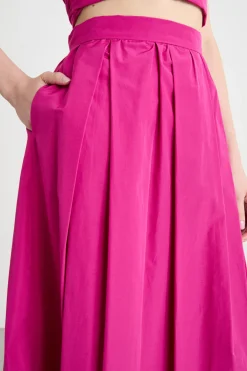 Maxi gonna in taffettà - Fuxia