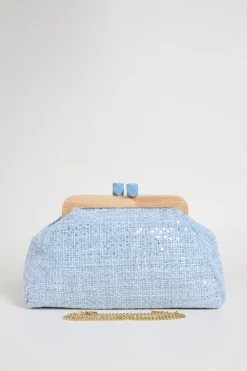 Maxi pochette con paillettes - Azzurro