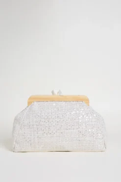 Maxi pochette con paillettes - Bianco
