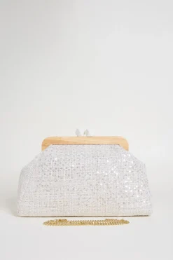Maxi pochette con paillettes - Bianco