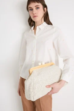 Maxi pochette con paillettes - Bianco