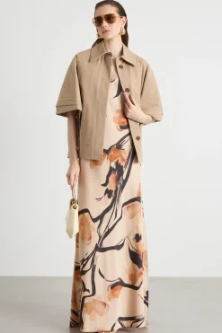 Maxi slip dress in raso - Beige Nero