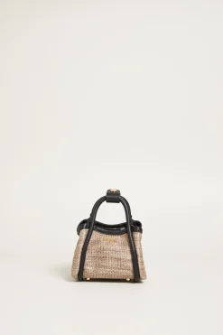 Mini borsa effetto rafia - Sabbia Nero