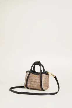 Mini borsa effetto rafia - Sabbia Nero