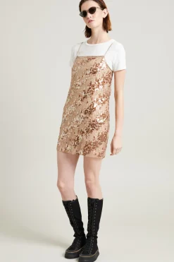 Mini abito con paillettes - Sabbia