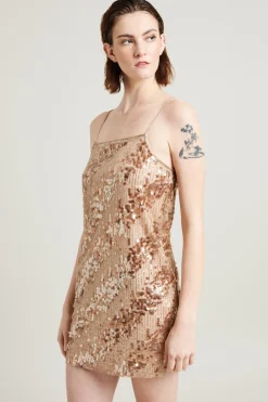 Mini abito con paillettes - Sabbia