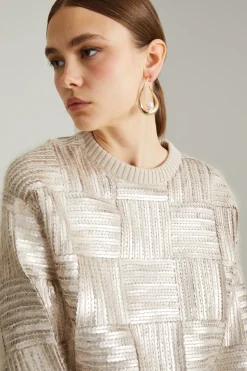 Mini abito con paillettes - Tortora Chiaro