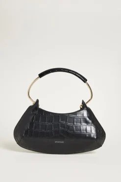 Mini bag in pelle stampa cocco - Nero