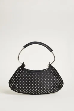 Mini bag in raso con strass - Nero